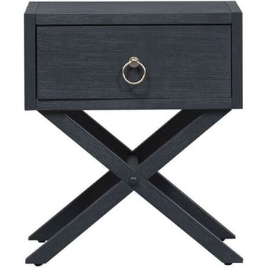 Midnight Wire Brushed Denim 1 Drawer Accent Table