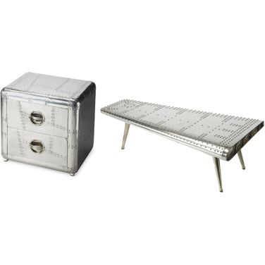 Midway Aviator Occasional Table Set In Silver