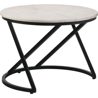 Miguel Round Accent Table with Marble Top White and Black