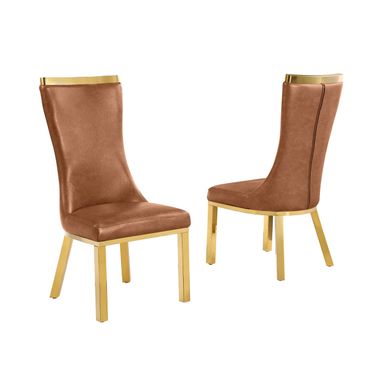 Mike Leathaire Dining Chair Set of 2 in Toffee