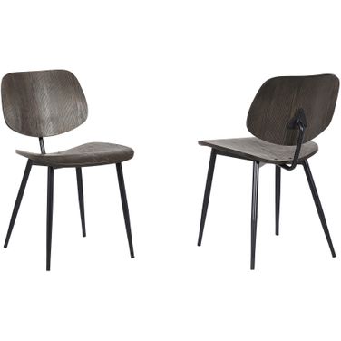 Miki Mid-Century Black and Walnut Wood Dining Accent Chair Set of 2