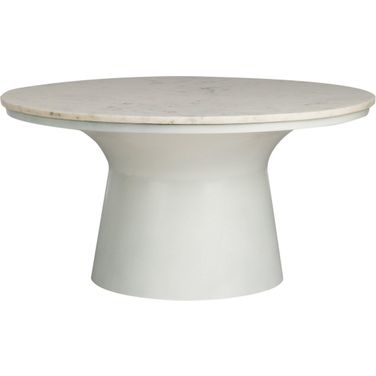 Mila White Marble and White Pedestal Coffee Table