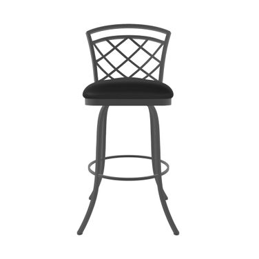 Milan 26 Inch Counter Height Swivel Stool In Firestone Grey and Licorice Black