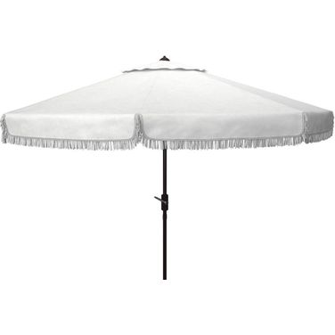 Milan Fringe 11Ft Rnd Crank Umbrella In White