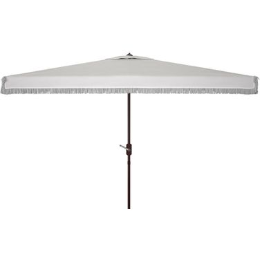 Milan Fringe 6.5 X 10 Ft Rect Crank Umbrella In White