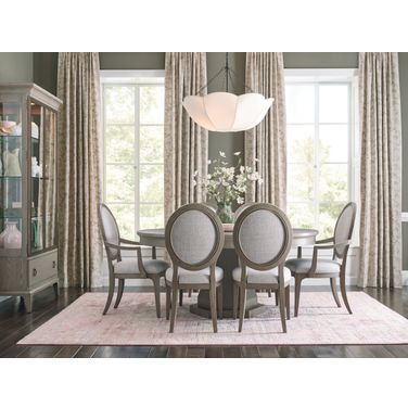 Milan Hartford Round Dining Room Set In Bronze and Stone