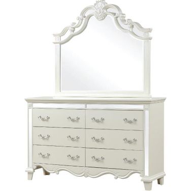 Milan Mirror Framed Dresser Made With Wood In White