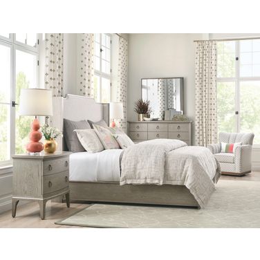 Milan Sharon Upholstered Bedroom Set In Bronze and Stone