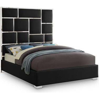 Milan Vegan Leather King Bed In Black