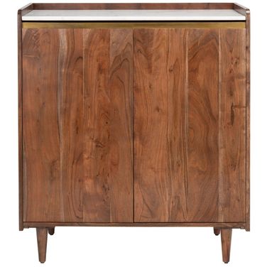 Milana Marble Bar Cabinet In Walnut and White