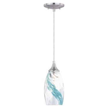 Milano 4.75 Inch Mini Pendant Caribbean Swirl Glass In Satin Nickel