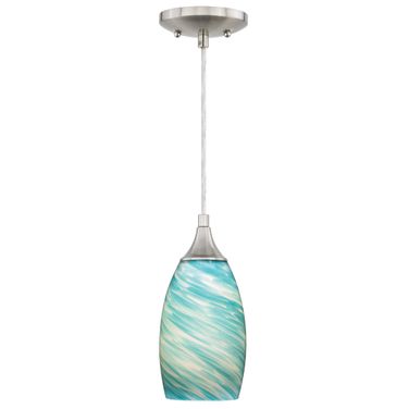 Milano 4.75 Inch Mini Pendant Celeste Wave Glass In Satin Nickel