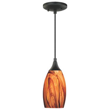 Milano 4.75 Inch Mini Pendant Smoky Fire Glass In Oil Rubbed Bronze