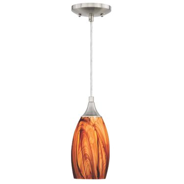 Milano 4.75 Inch Mini Pendant Smoky Fire Glass In Satin Nickel