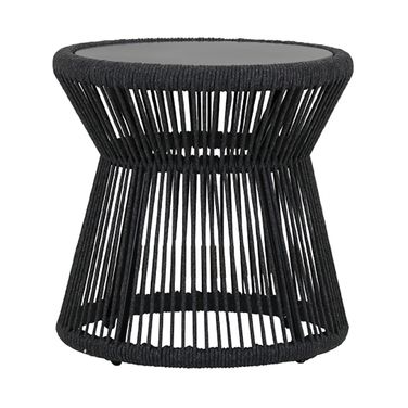 Milano End Table With Honed Absolute Granite Insert Top in Charcoal