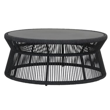Milano Round Coffee Table With 40" Round Honed Absolute Granite Insert Top in Charcoal