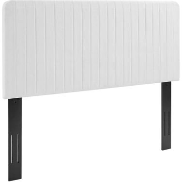 Milenna Channel Tufted Upholstered Fabric King/California King Headboard In White