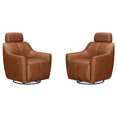 Miles Swivel Gliding Accent Chair Set of 2 In Renaissance Cinnamon