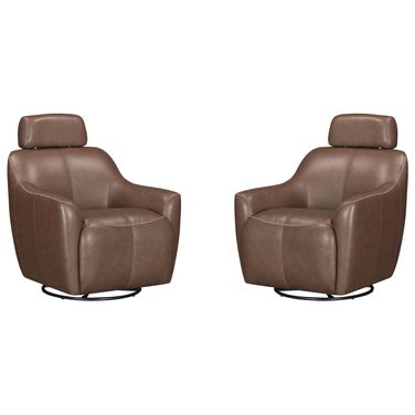 Miles Swivel Gliding Accent Chair Set of 2 In Renaissance Tobacco
