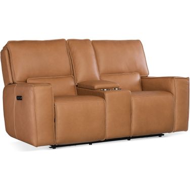 Miles Zero Gravity Power Console Loveseat W/Power Headrest In Brown