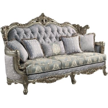 Miliani Sofa with 5 Pillows In Fabric and Antique Bronze