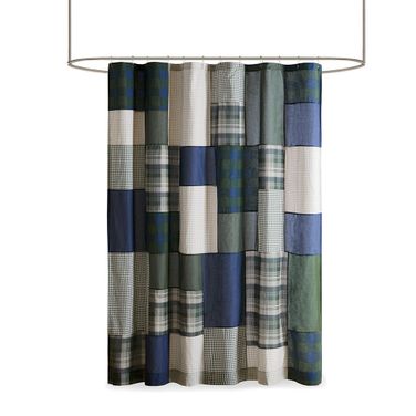 Mill Creek Pieced Cotton Shower Curtain In Green