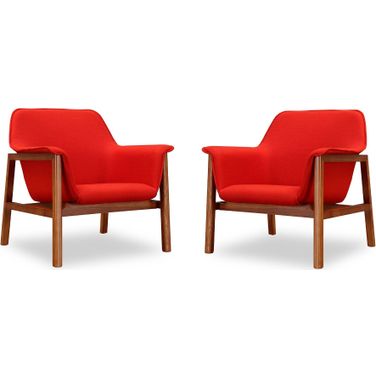 Miller Accent Chair in Burnt Orange and Walnut (Set of 2)