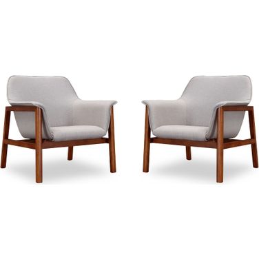 Miller Accent Chair in Grey and Walnut (Set of 2)