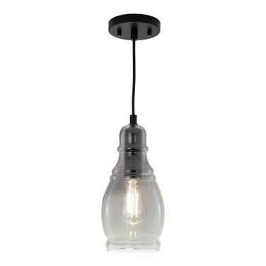 Millie 11.75 InchH Mini Pendant with Smoke Glass In Matte Black