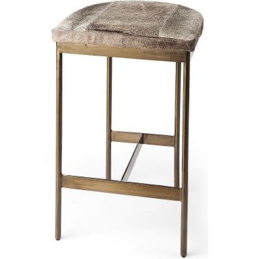 Millie Hair-On-Hide Seat With Gold Metal Frame Counter Stool