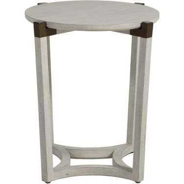 Mills Side Table In Sesame White and Aged Brass