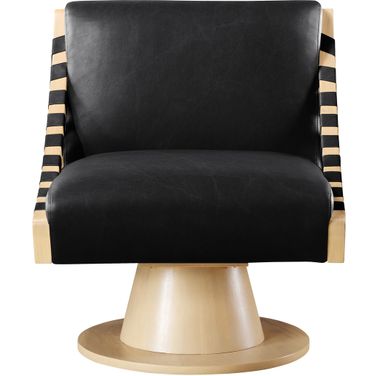 Millwin Vegan Leather Swivel Accent Chair In Black and Natural