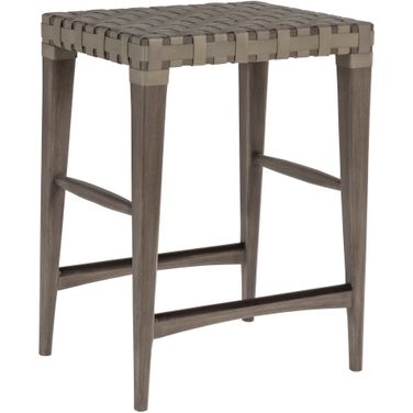 Cohesion Program Milo Leather Backless Counter Stool In Grigio