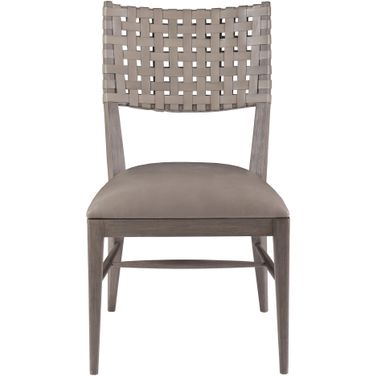 Cohesion Program Milo Leather Side Chair In Grigio