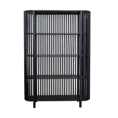 Milo Slatted Mango Wood Bookcase In Black