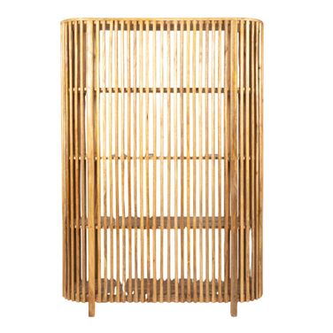 Milo Slatted Mango Wood Bookcase In Natural