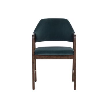 Milton Dining Armchair In Smoke Acacia and Meg Dusty Teal
