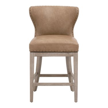 Essentials Milton Swivel Counter Stool In Ivanhoe Toast and Natural Gray