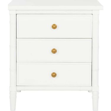 Mina White 3-Drawer Nightstand