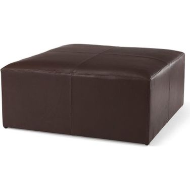 Minara Square Dark Brown Leather Wrapped Ottoman