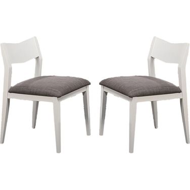 Mindy Dining Chair Upholstered Seat In Shadow Grey and White - Set of 2