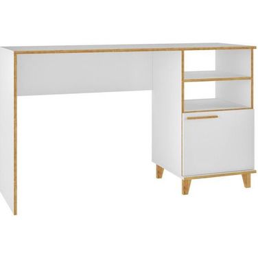 Minetta 2-Shelf Mid-Century Office Desk In White