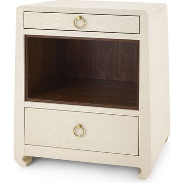 Ming 2-Drawer Side Table In Canvas Cream