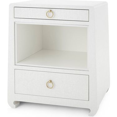 Ming 2-Drawer Side Table In Chiffon White