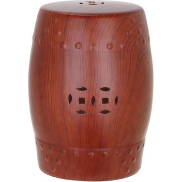 Ming Red Wooden Finish Forest Garden Stool