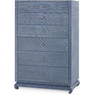Ming Tall 6-Drawer Chest In Navy Blue