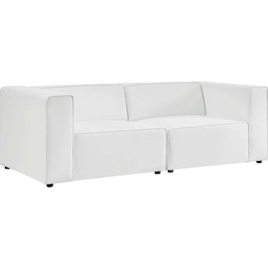 Mingle Vegan Leather 2-Piece Sectional Sofa Loveseat In White