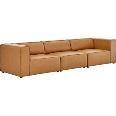 Mingle Vegan Leather 3-Piece Sectional Sofa In Tan