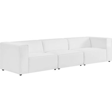 Mingle Vegan Leather 3-Piece Sectional Sofa In White