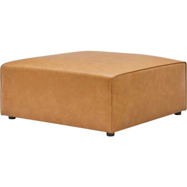 Mingle Vegan Leather Ottoman In Tan